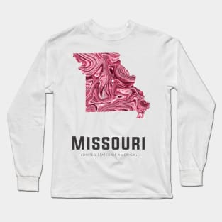 Missouri state map abstract red Long Sleeve T-Shirt